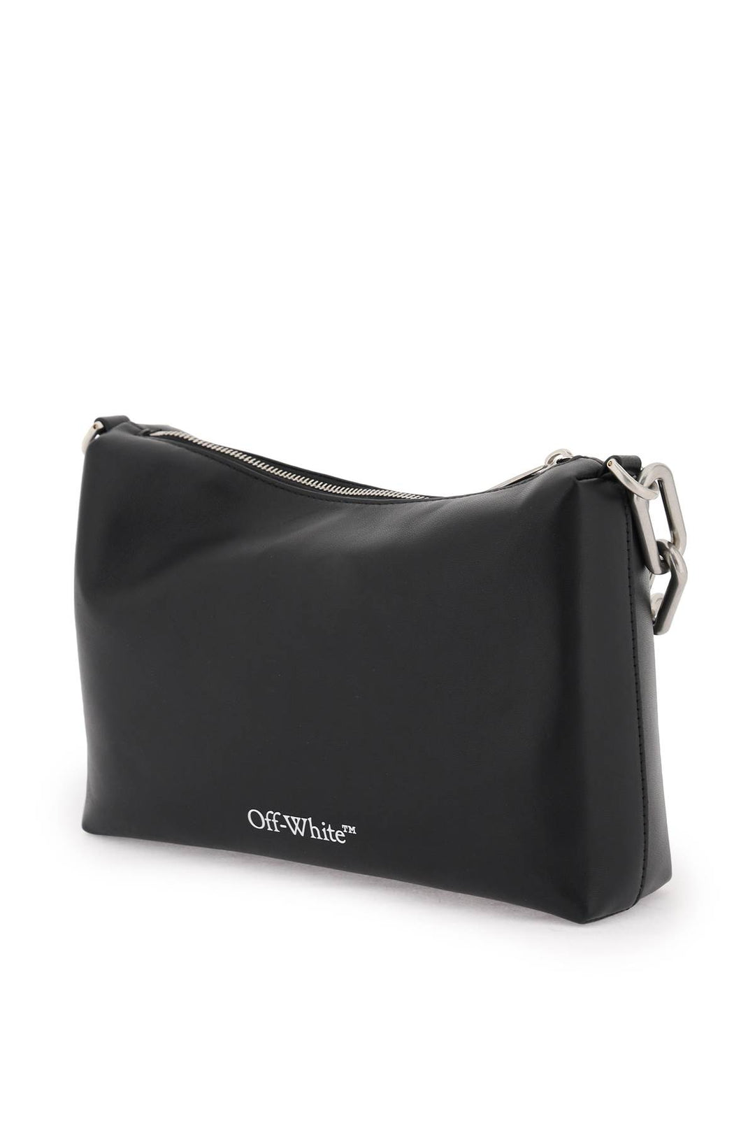 Off White Shoulder Bag With Lettering   Nero