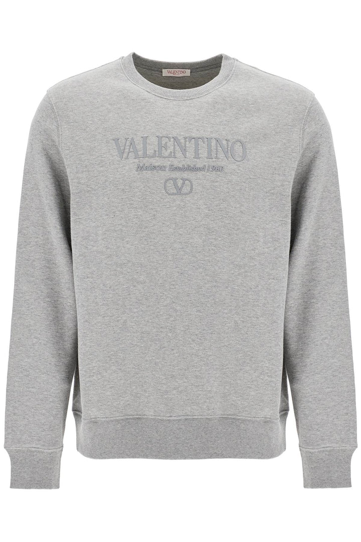 Valentino Garavani Crewneck Sweatshirt With Logo   Grey