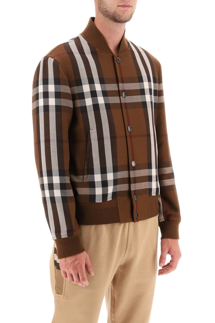 Burberry Bomber Jacket With Check Motif   Marrone