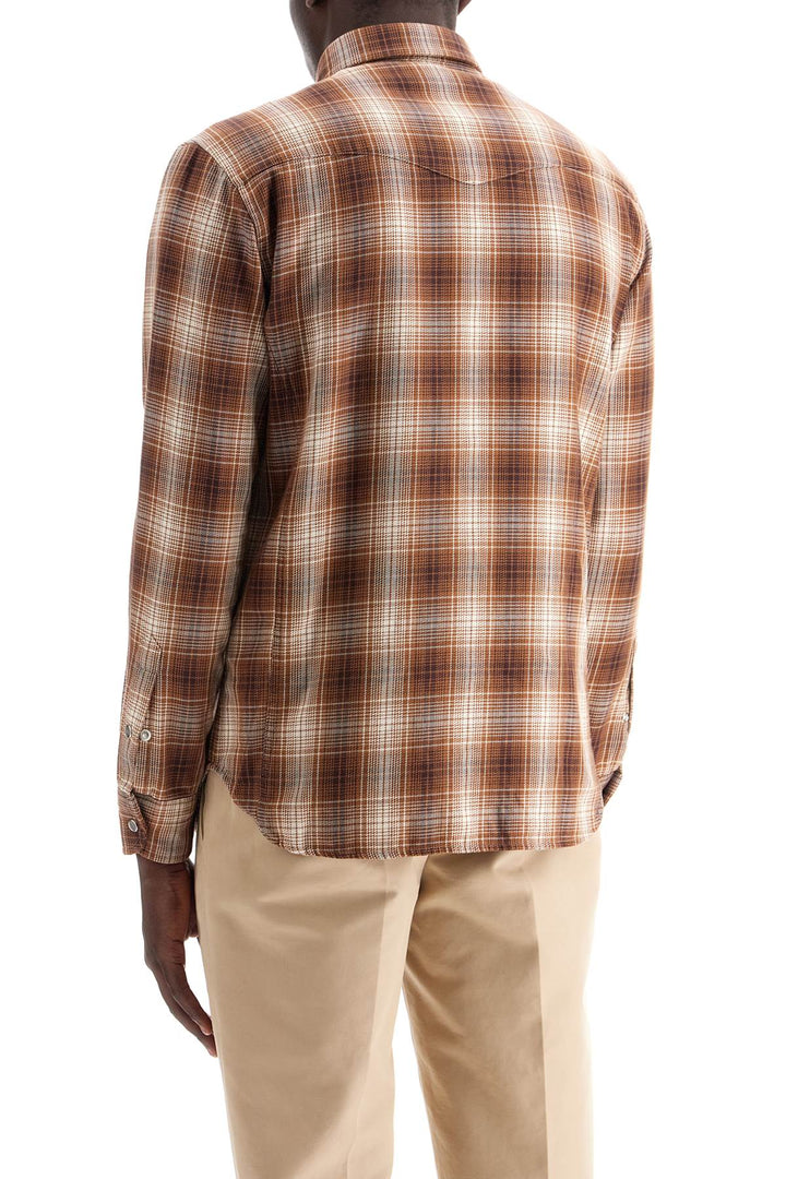 Tom Ford Denim Western Shirt For Men   Brown