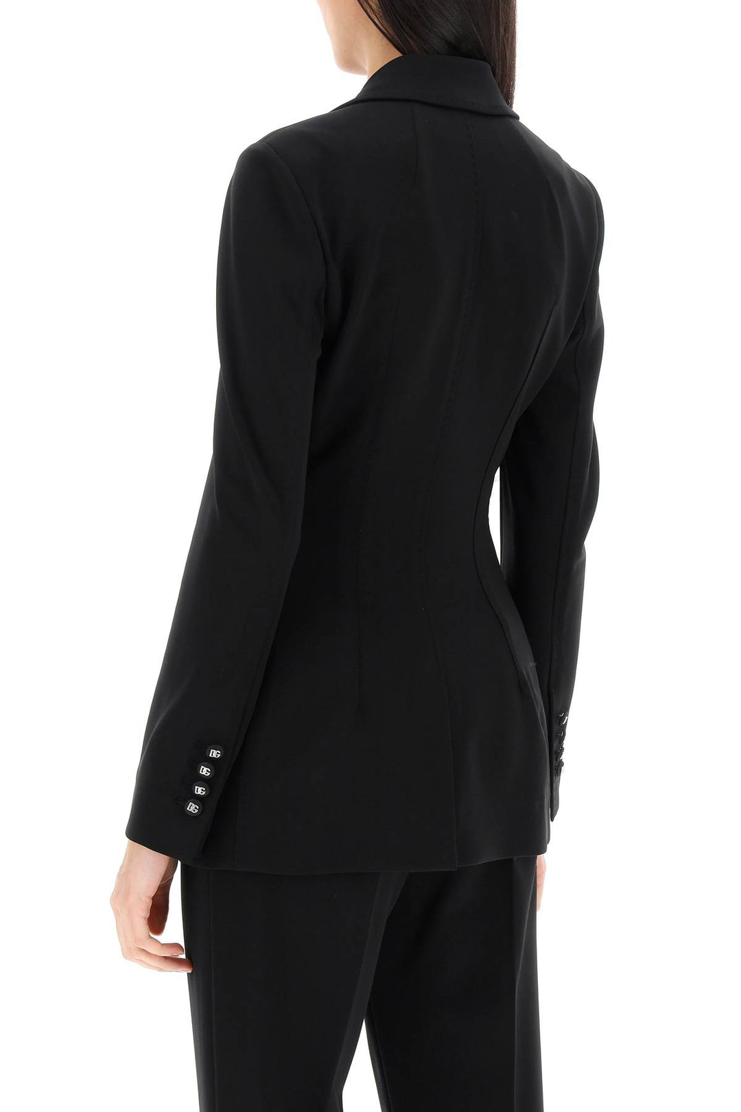 Dolce & Gabbana Milano Stitch Jersey Single Breasted Jacket   Black