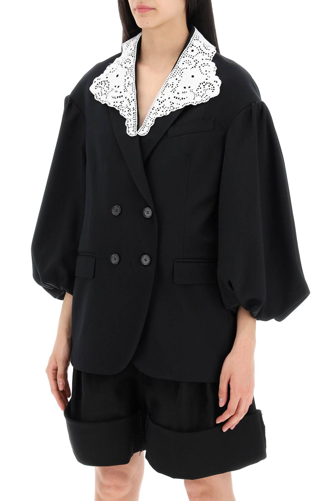 Simone Rocha Oversized Blazer With Lace   Black