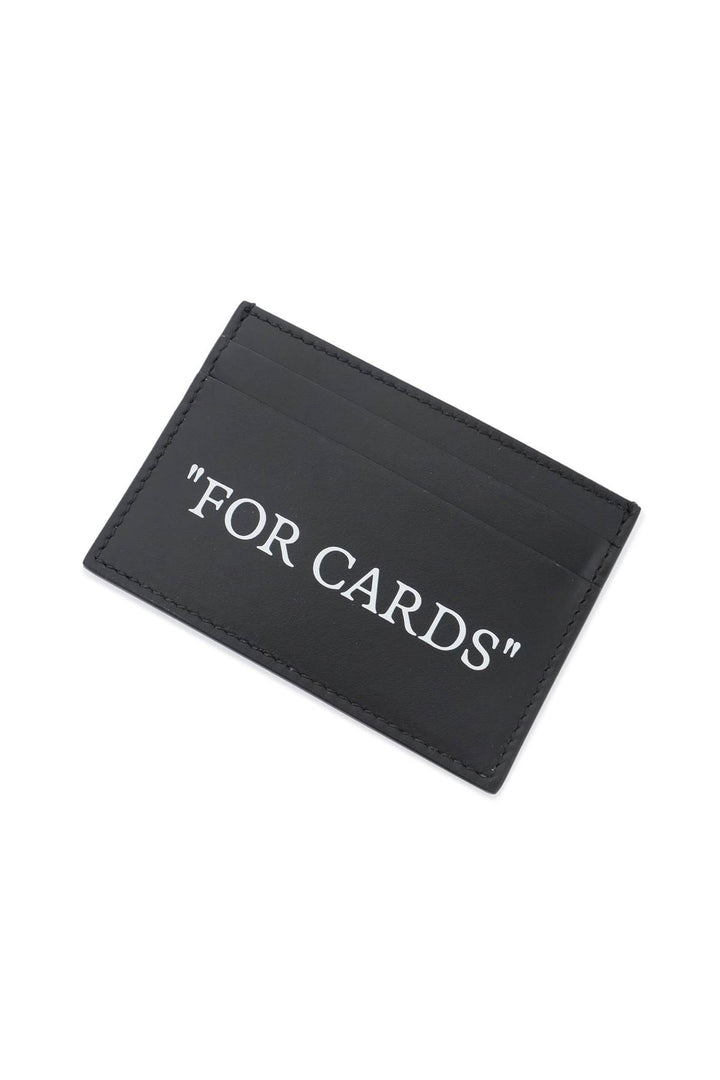 Off White Bookish Card Holder With Lettering   Nero