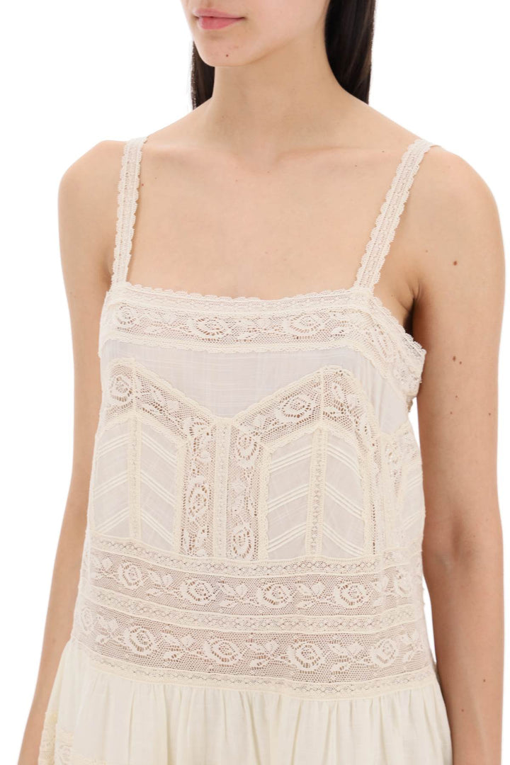 Zimmermann Halliday Mini Dress With Lace Detail   Neutral