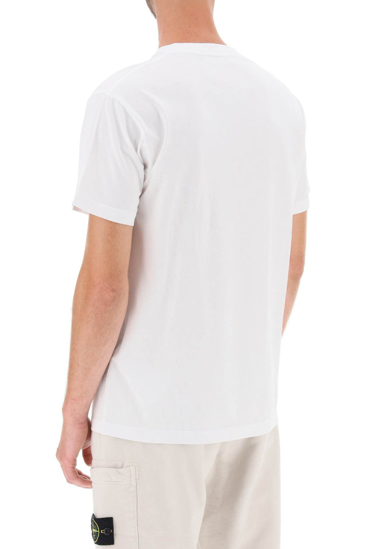 Stone Island T Shirt With Print On The Chest   Bianco