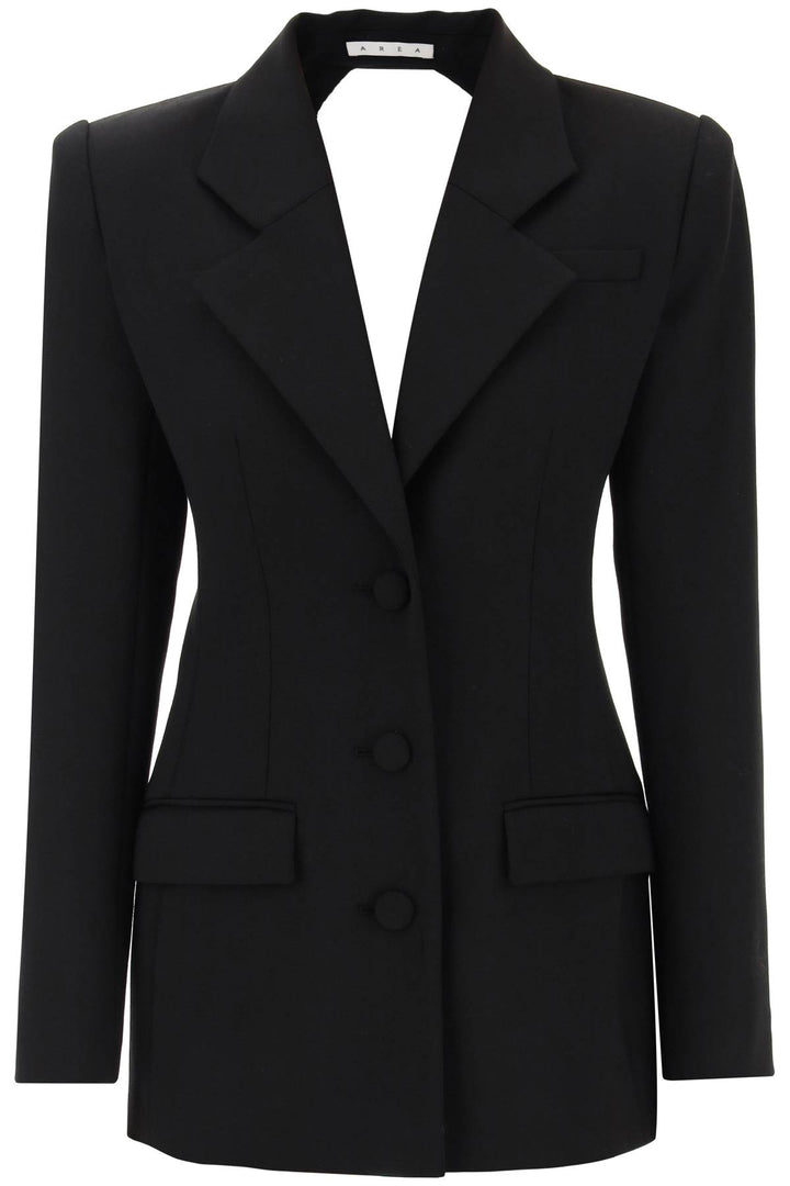 Area Blazer Dress With Cut Out And Crystals   Nero