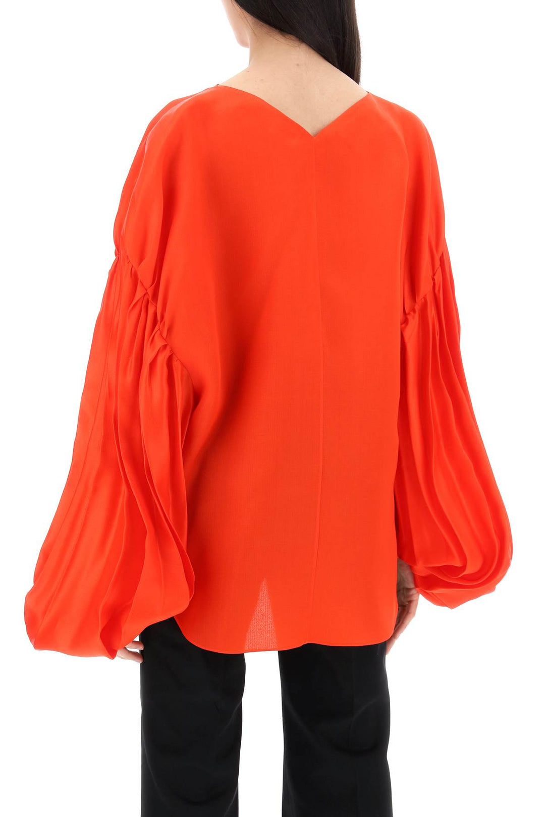 Khaite Replace With Double Quotequico Blouse With Puffed Sleeves   Red