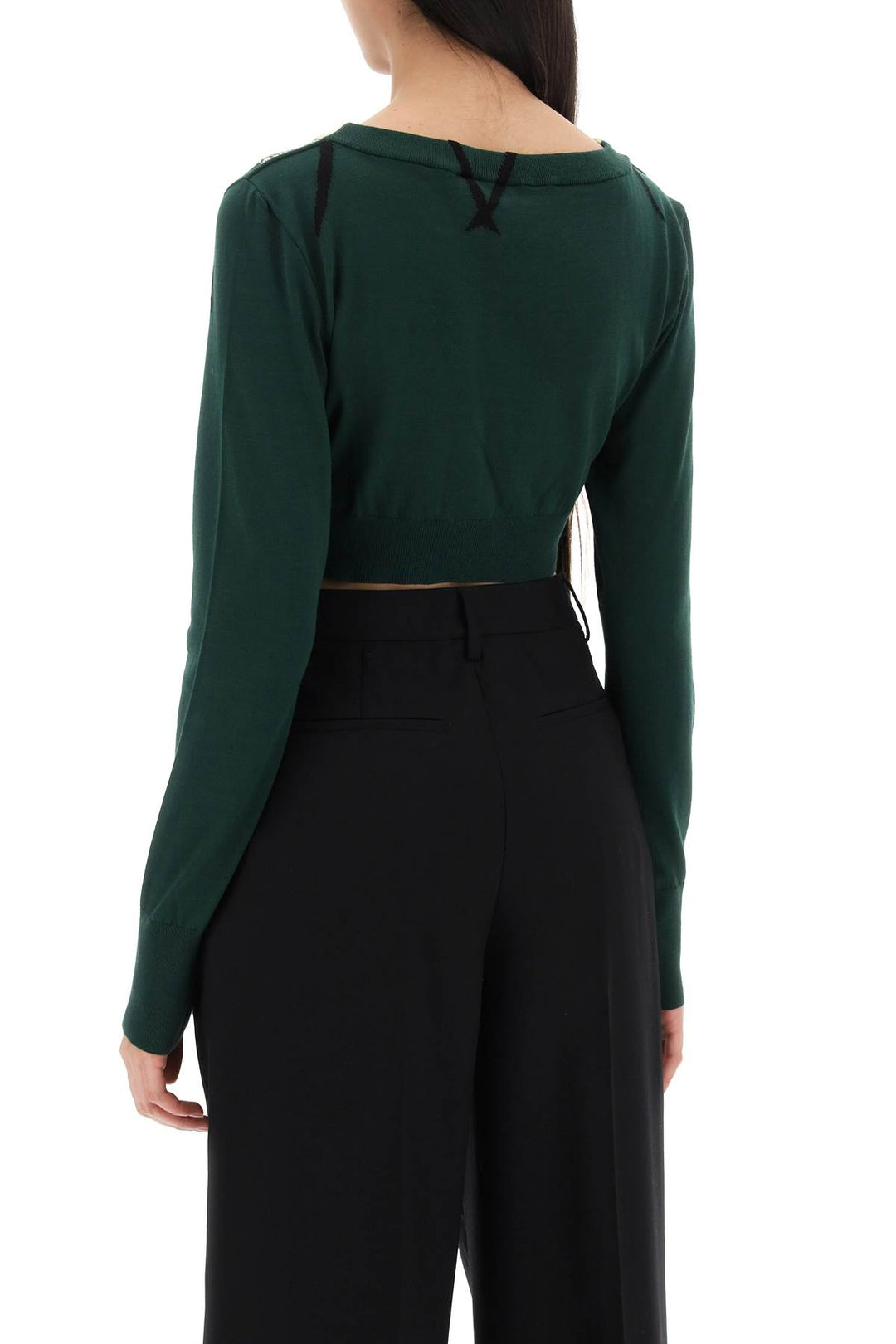 Burberry Cropped Diamond Pattern Pullover   Verde