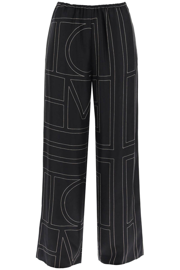 Toteme Monogram Silk Pajama Pants   Black