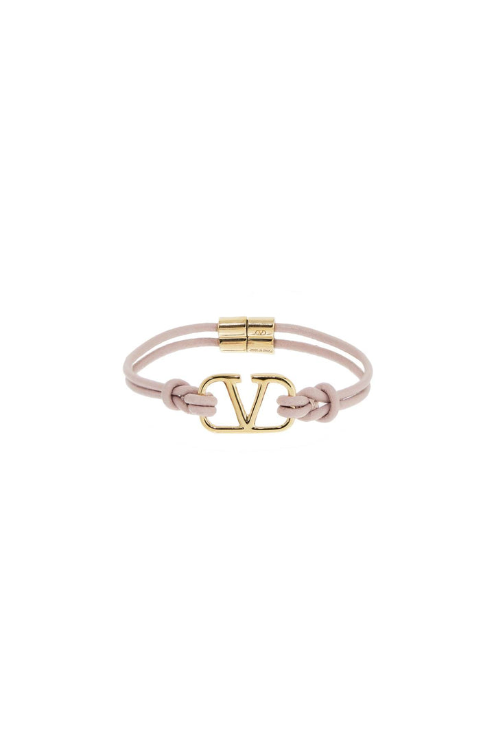 Valentino Garavani Leather Vlogo Signature Bracelet   Gold