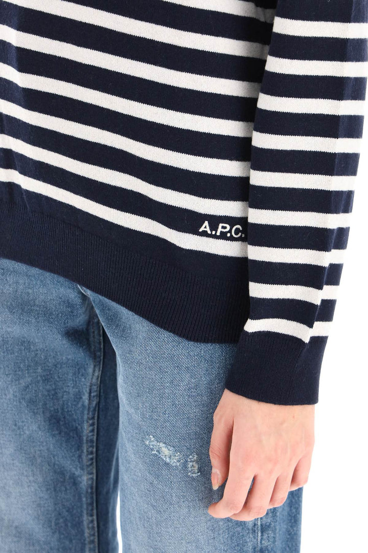 A.P.C. 'Phoebe' Striped Cashmere And Cotton Sweater   Blu