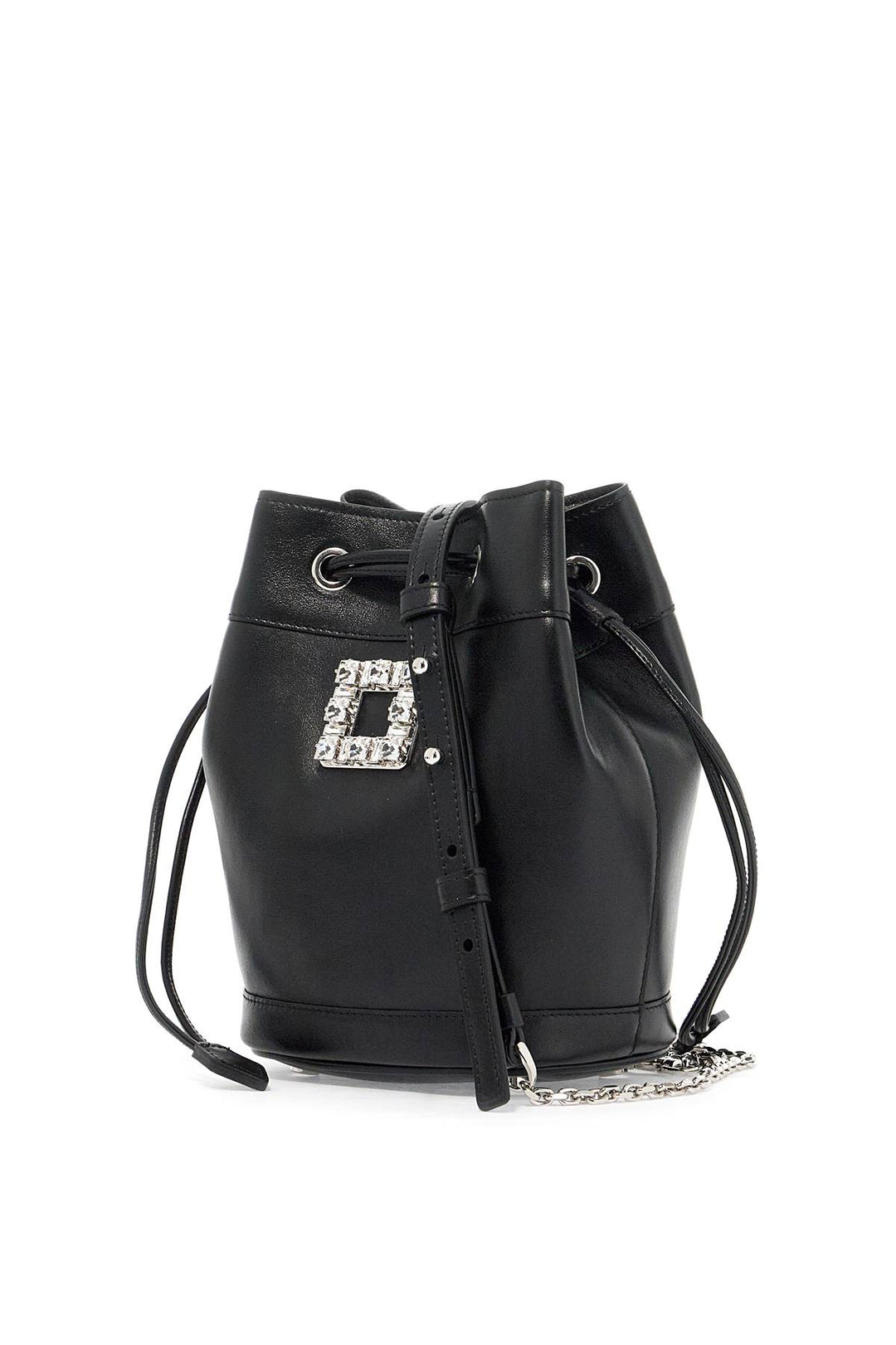 Roger Vivier Mini Leather Très Vivier Bucket Bag   Black