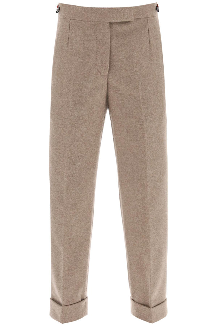 Thom Browne Cropped Wool Flannel Pants   Beige