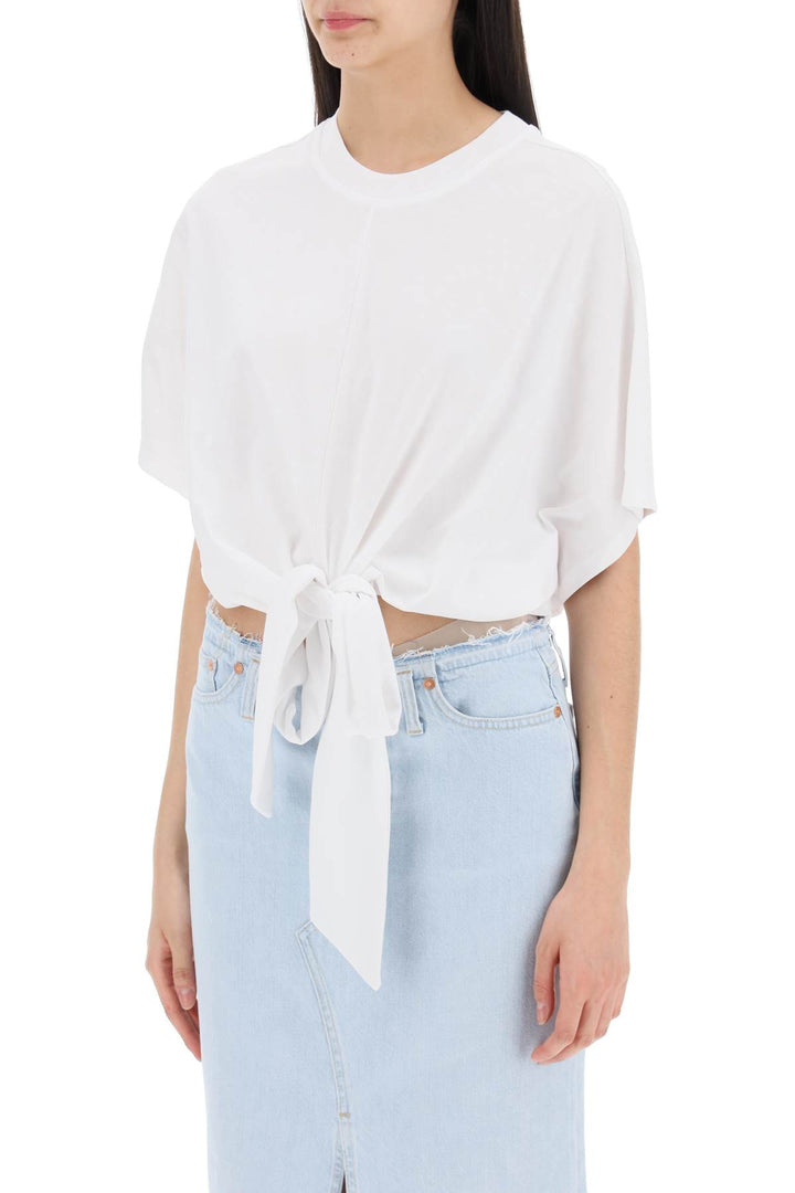 Closed T Shirt With Knot Detail   Bianco