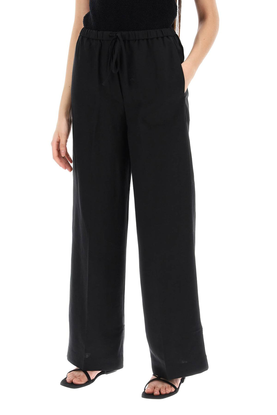 Toteme Lightweight Linen And Viscose Trousers   Black