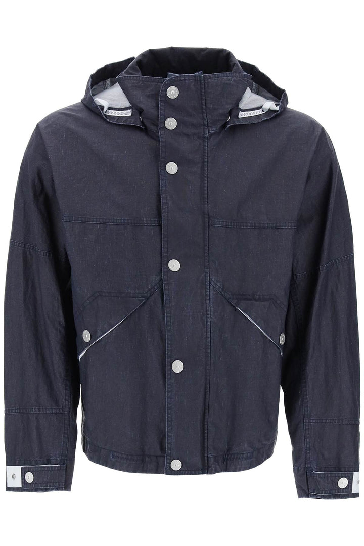 Stone Island Replace With Double Quotemarina Raw Plated Linen Jacket With   Blue