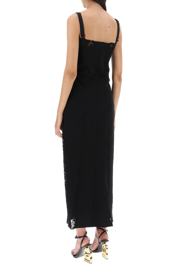 Dolce & Gabbana Jersey And Lace Maxi Dress   Black
