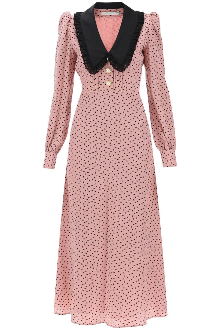 Alessandra Rich Midi Dress With Contrasting Collar   Rosa