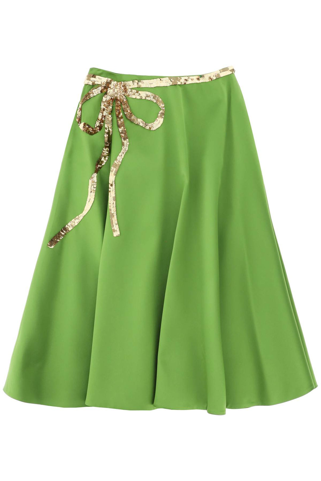 Valentino Garavani Techno Duchesse A Line Skirt With Sequin Studded Bow   Green