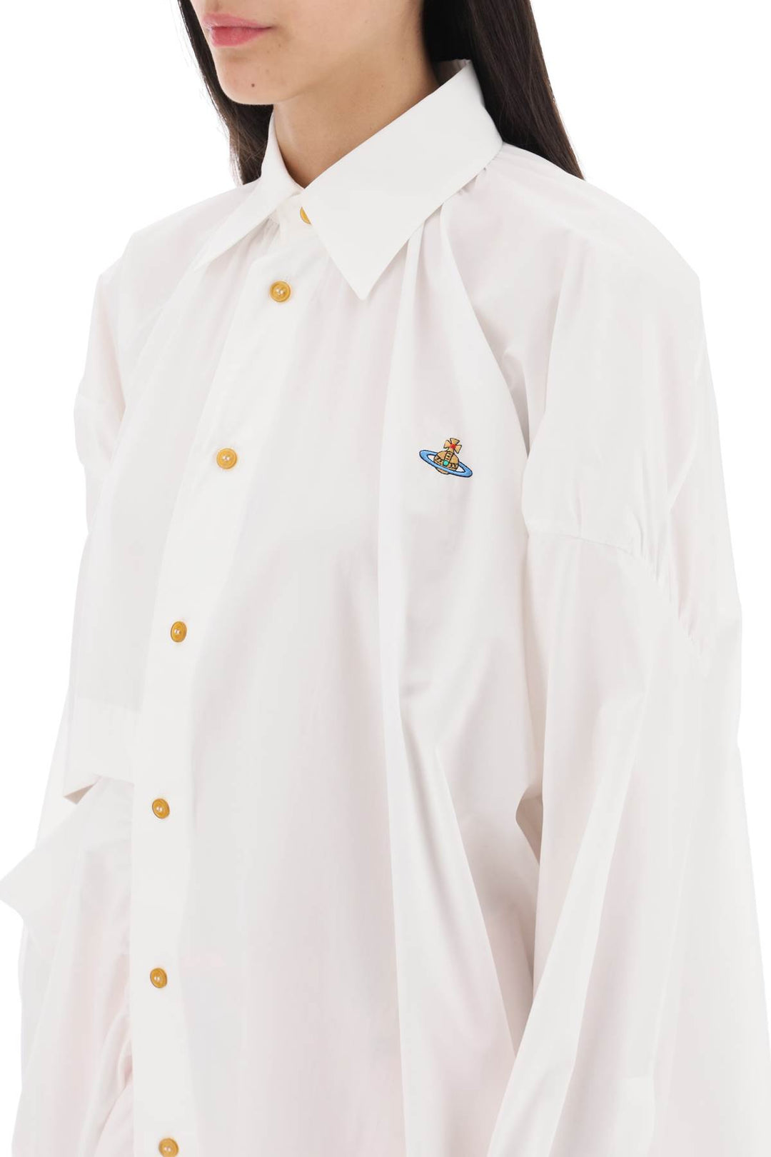 Vivienne Westwood Gibbon Asymmetric Shirt Dress With Cut Outs   Bianco