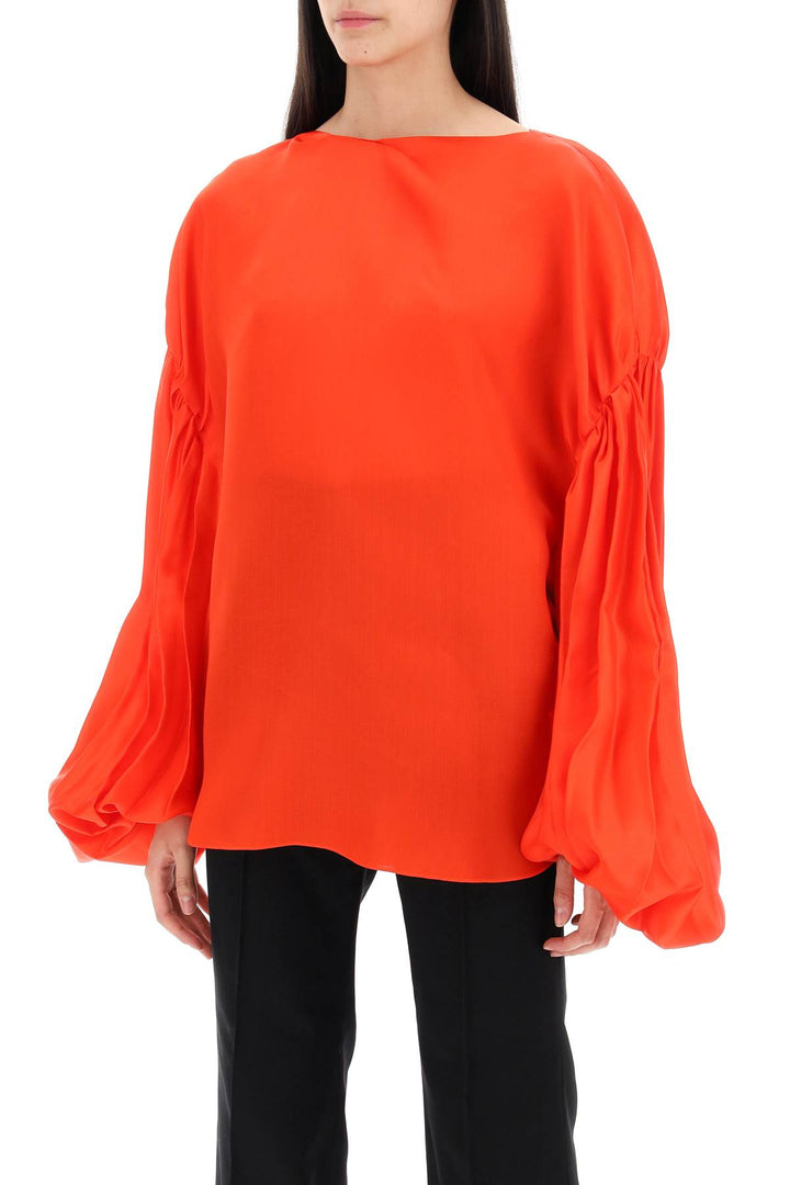 Khaite Quico Blouse With Puffed Sleeves   Red