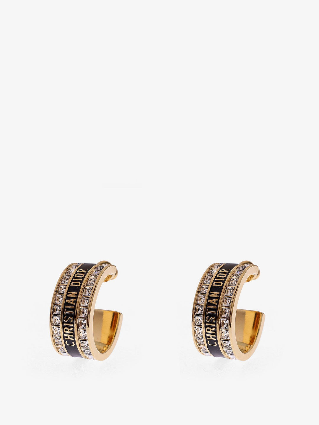 Hoops brass earrings with crystals