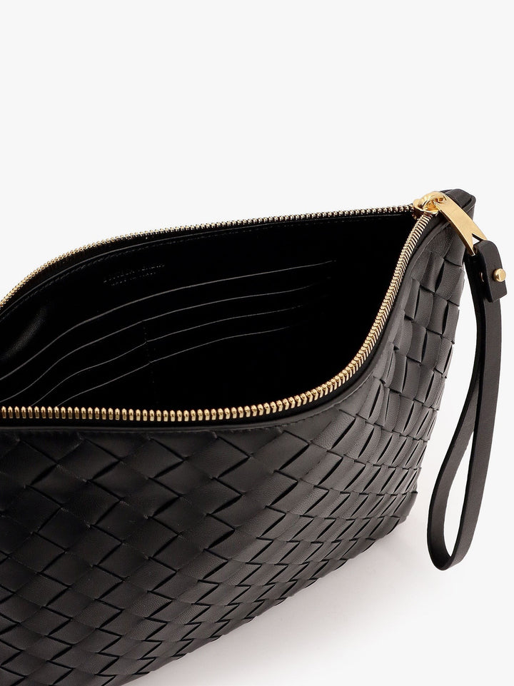 Intrecciato leather pouch