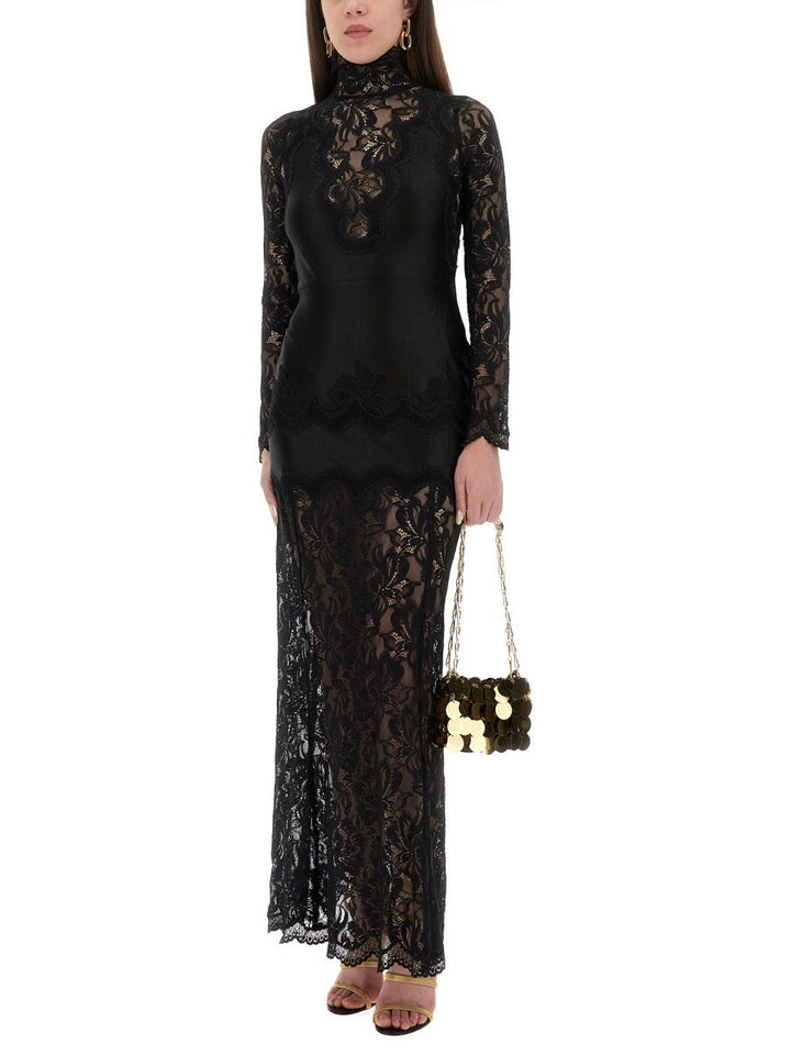 LACE AND JERSEY LONG DRESS