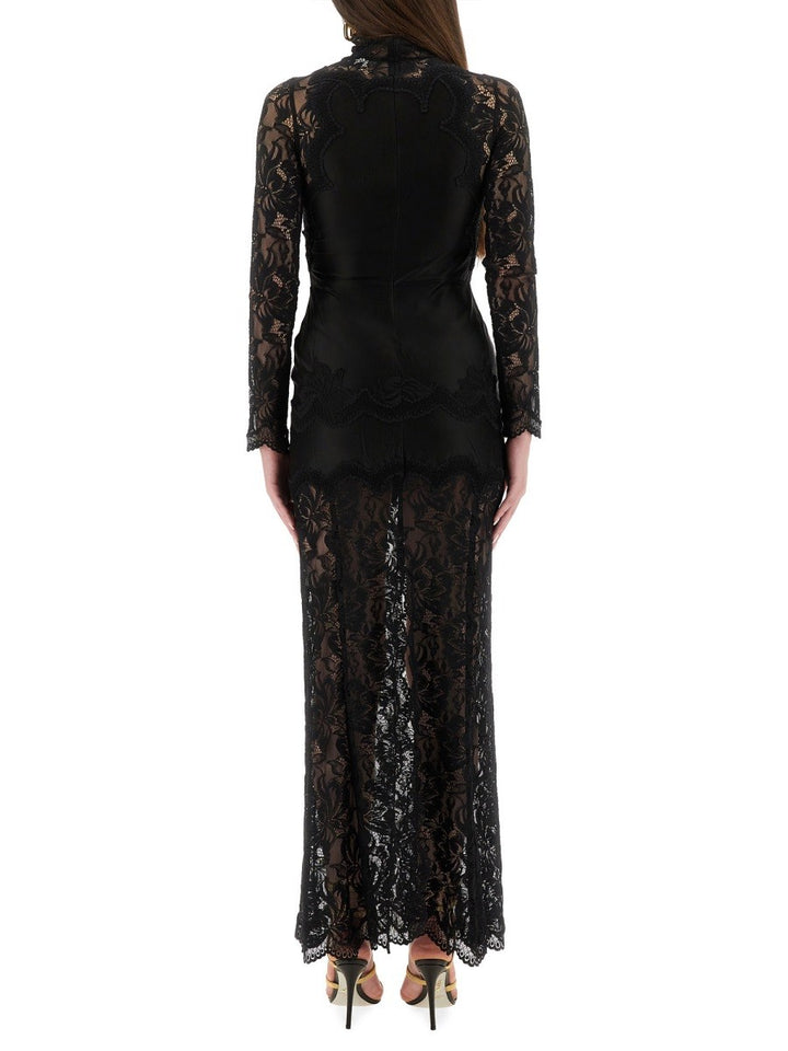 LACE AND JERSEY LONG DRESS