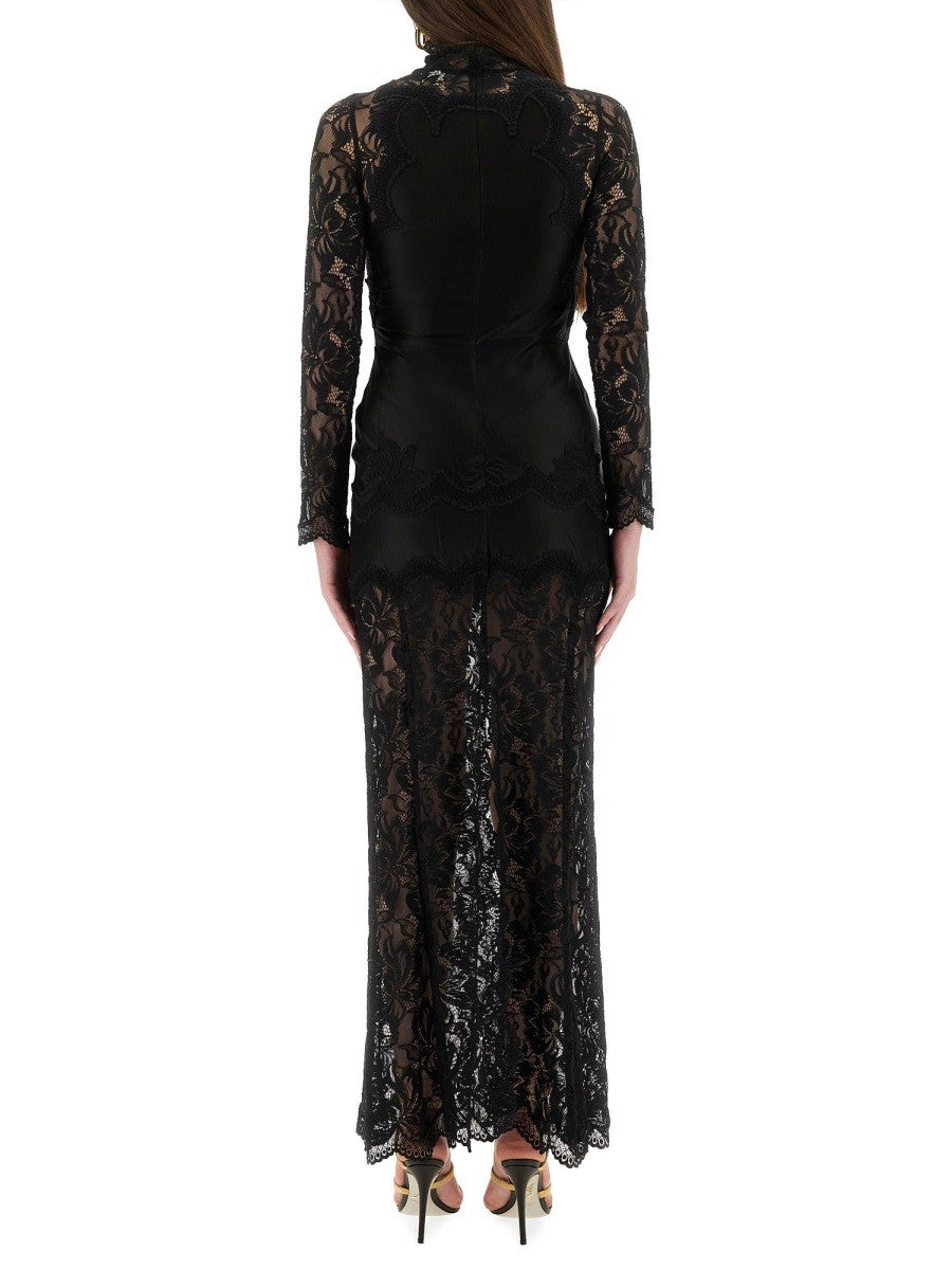 LACE AND JERSEY LONG DRESS