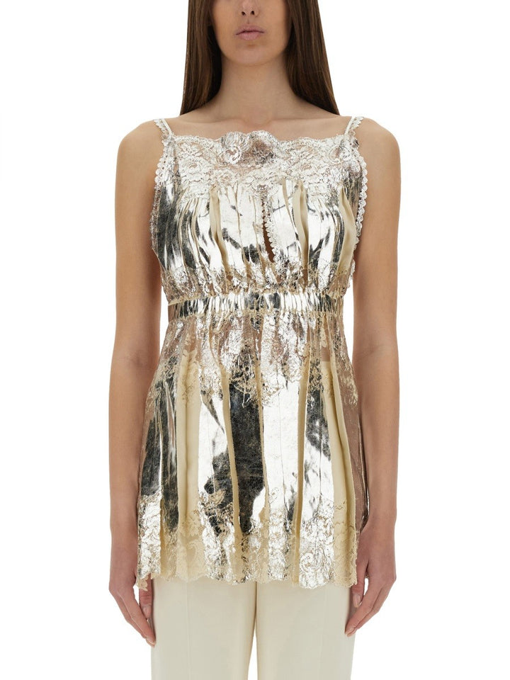 LAMINATED PLEATED SATIN TOP