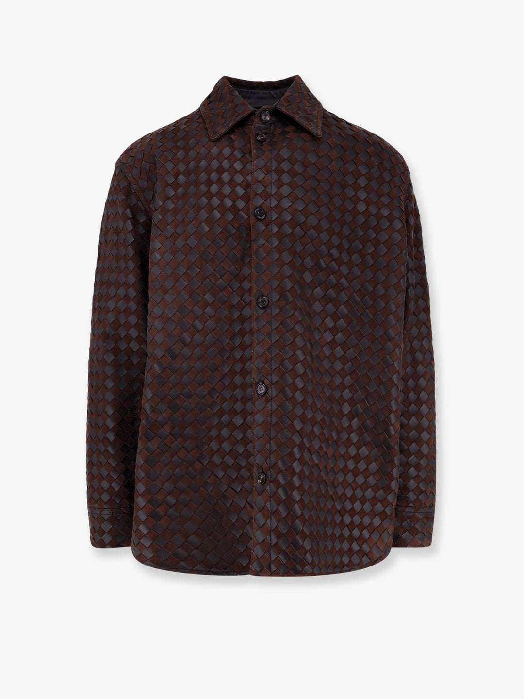 Leather and suede shirt/jacket with Intrecciato motif