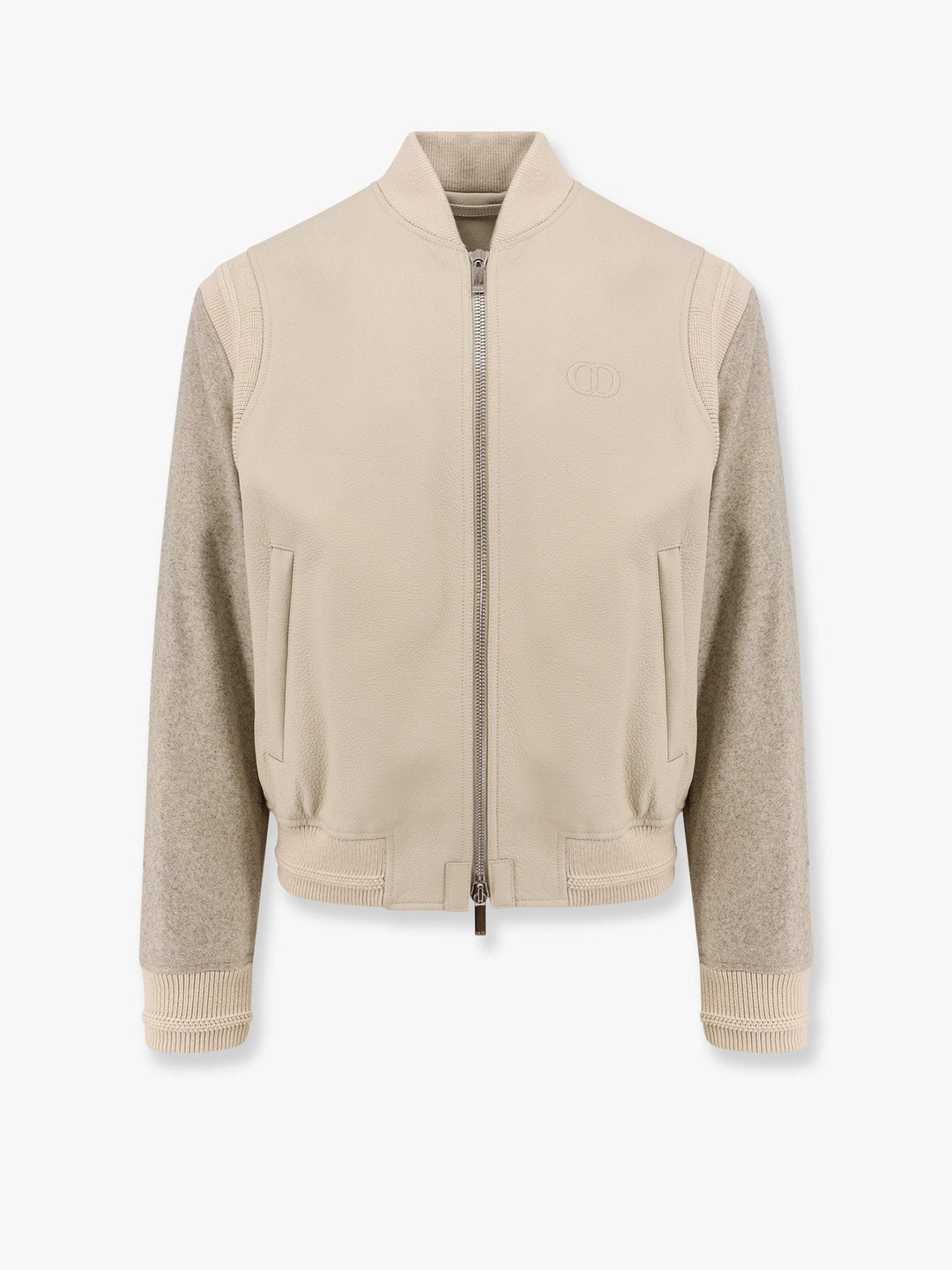 Leather and wool jacket with cd icon logo