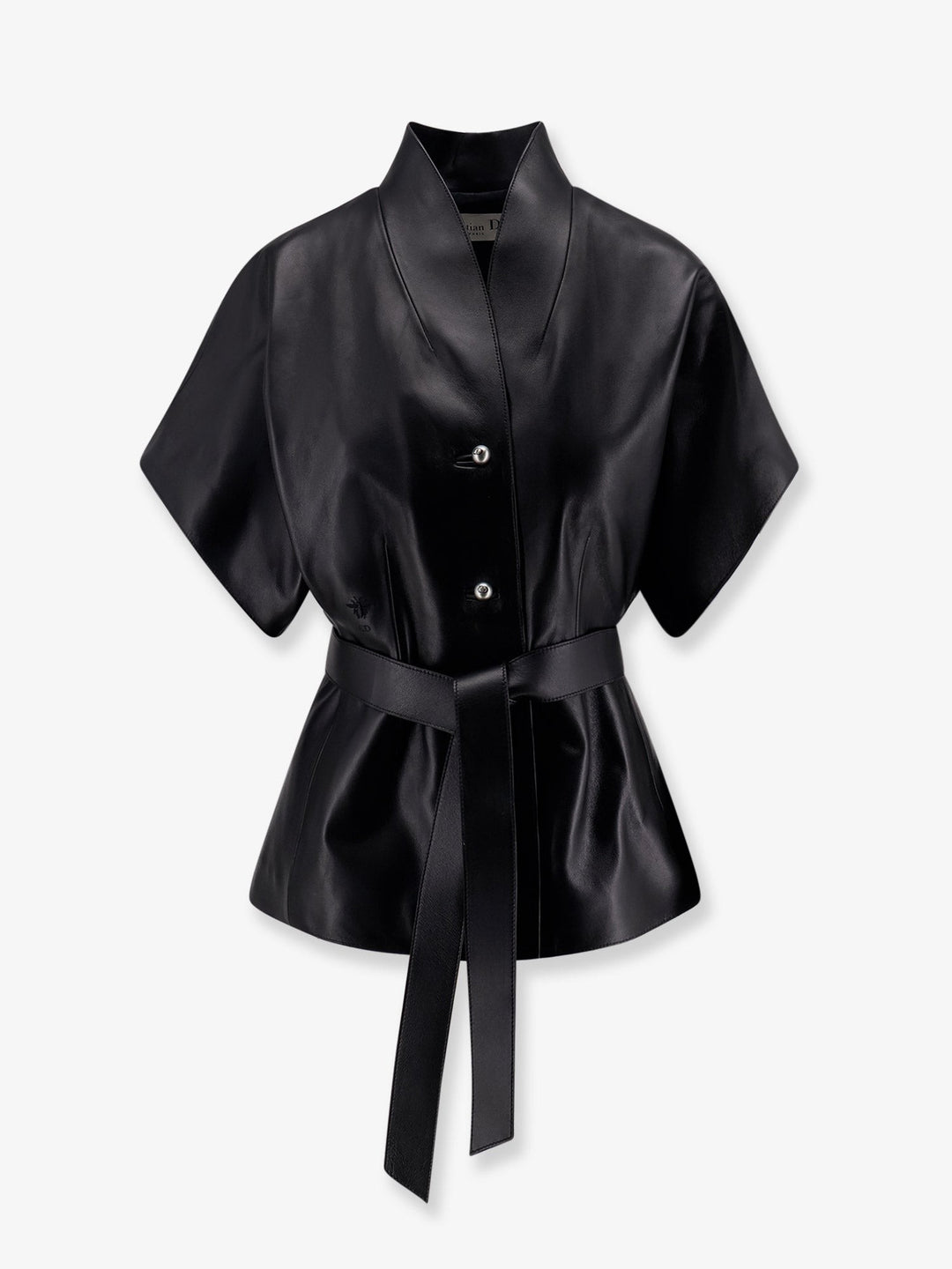 Leather jacket with belt