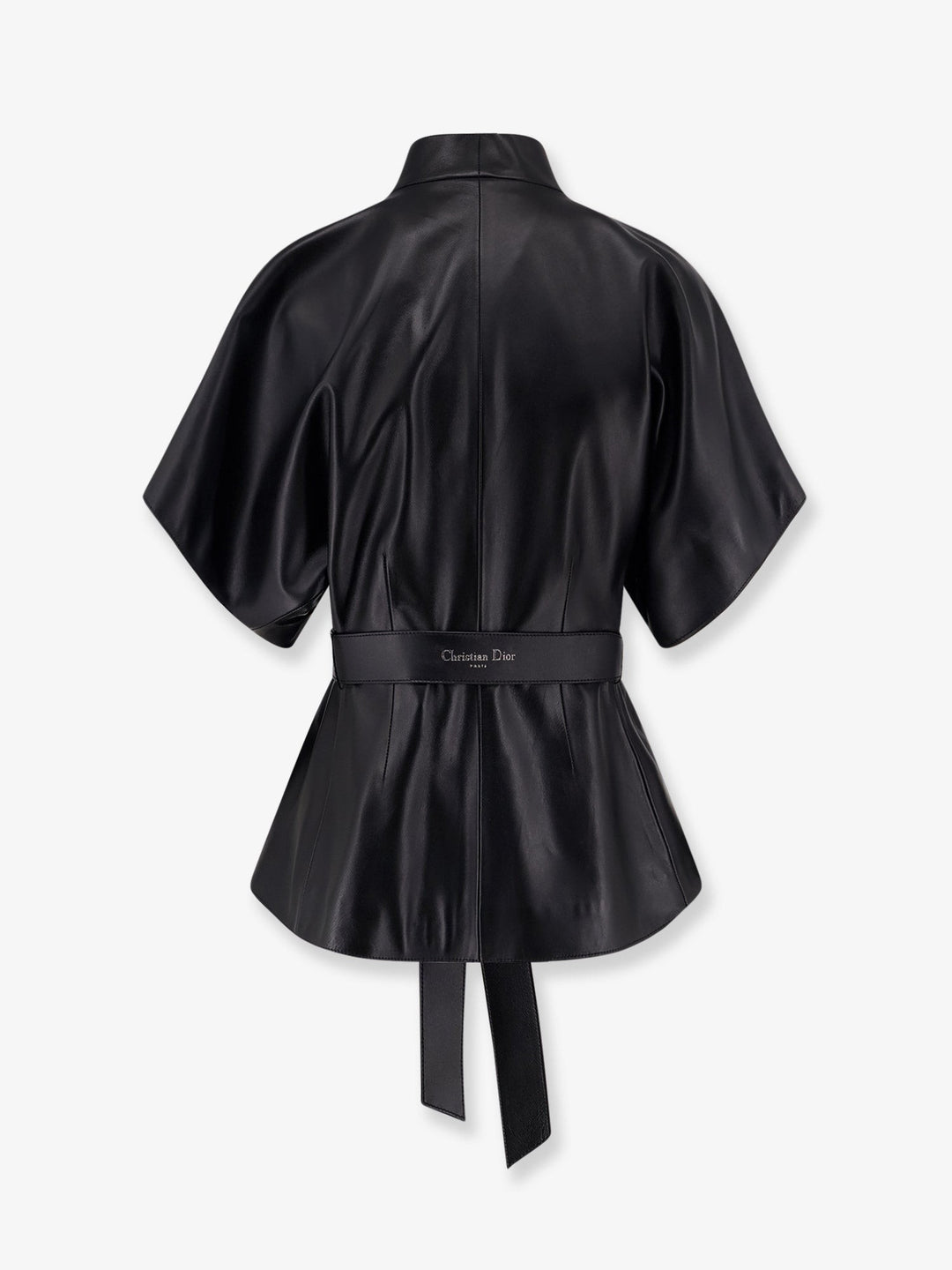 Leather jacket with belt