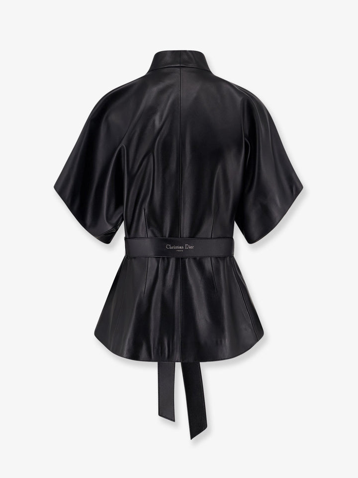 Leather jacket with belt