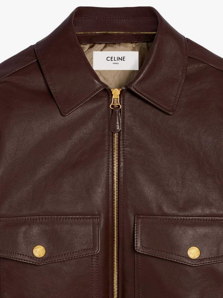 Leather jacket with removable collar