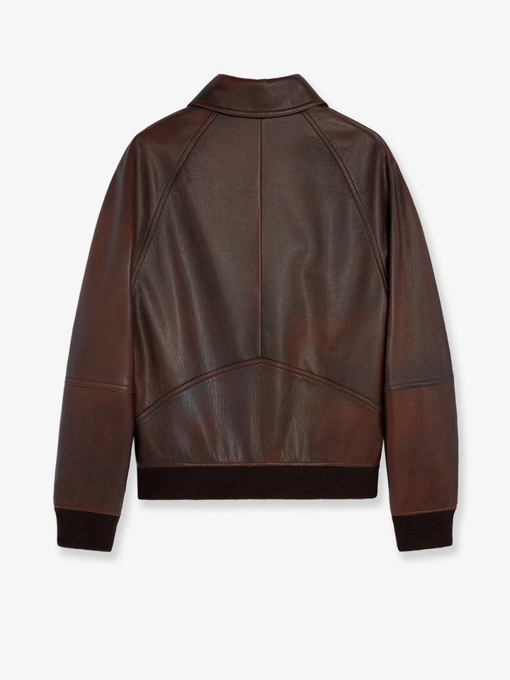 Leather jacket with wool lining