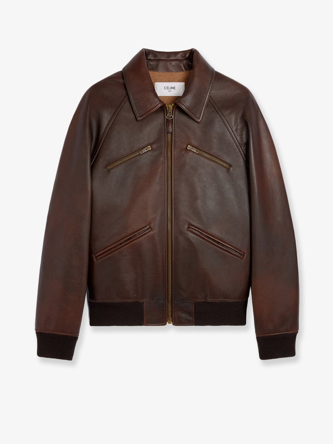 Leather jacket with wool lining