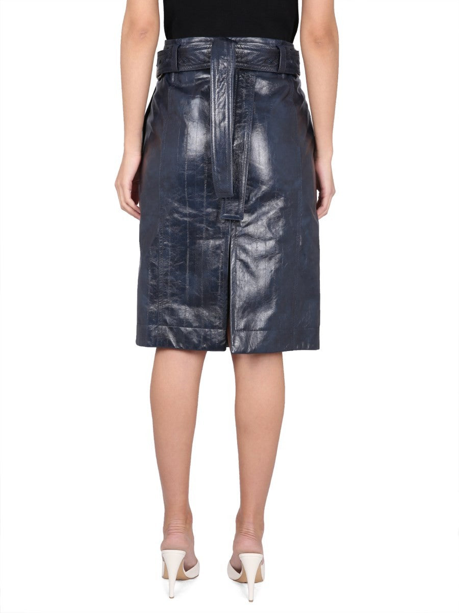 LEATHER MIDI SKIRT