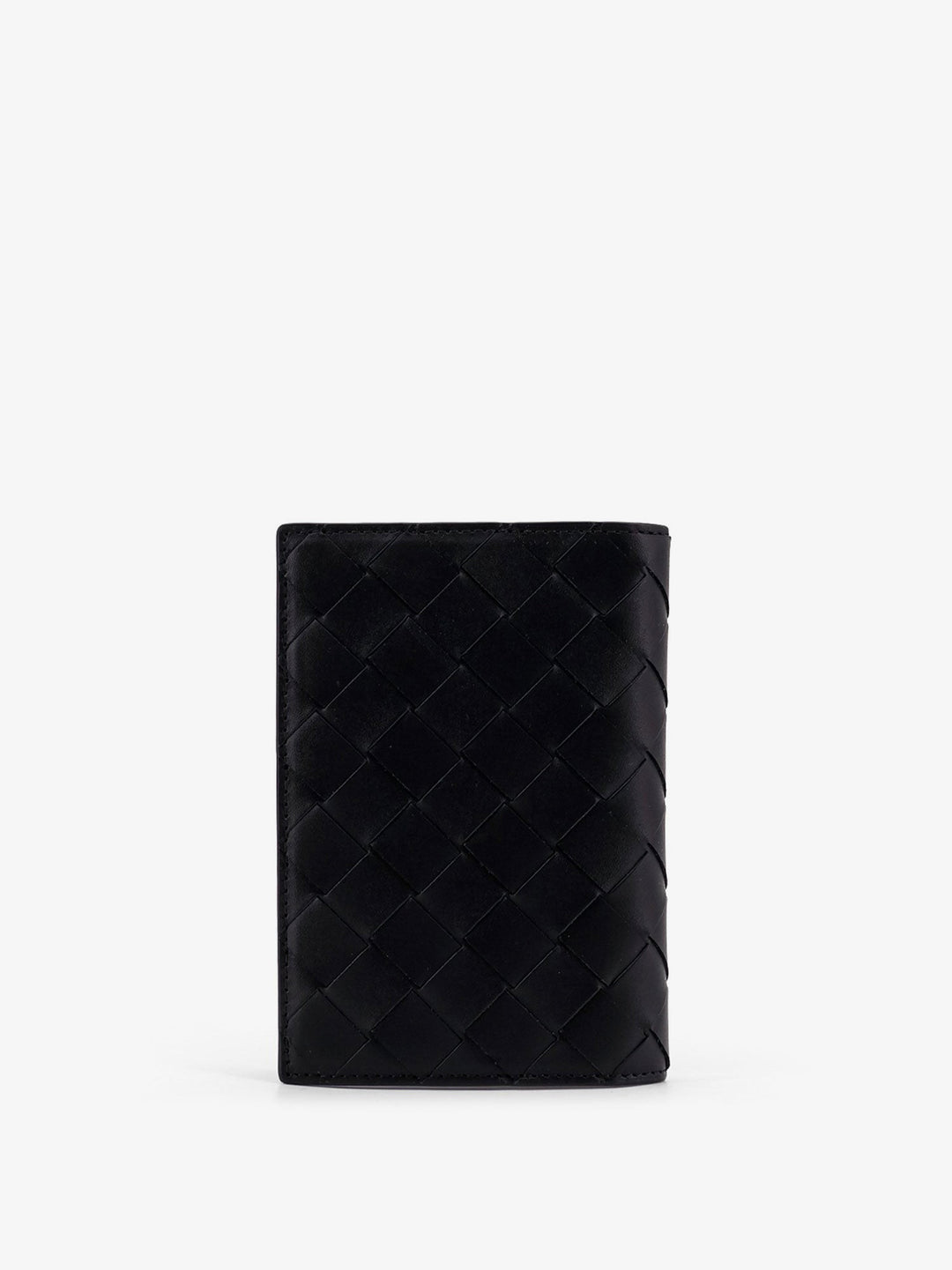 Leather passport holder with Intrecciato motif