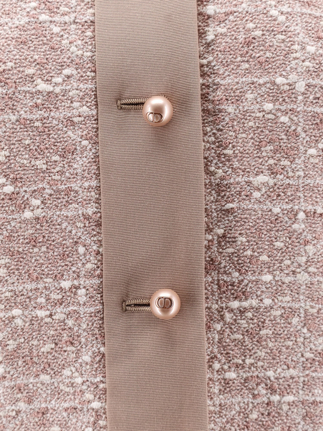 Macrocannage short sleeve cotton blend tweed blazer