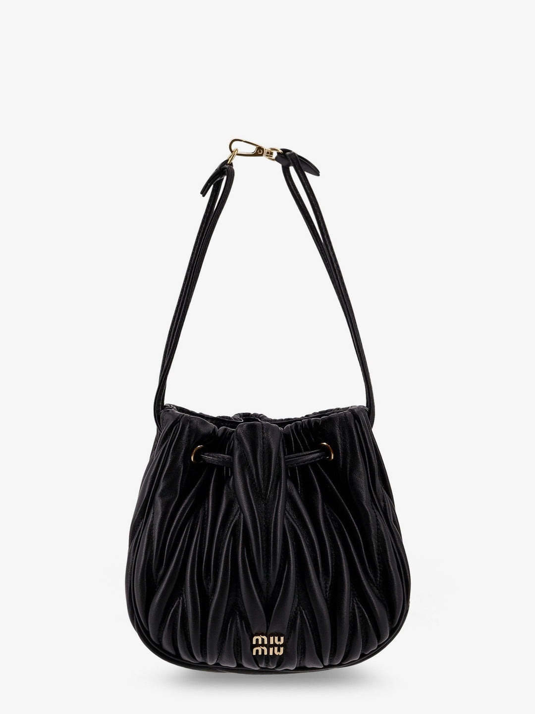 Matelassé leather bucket bag