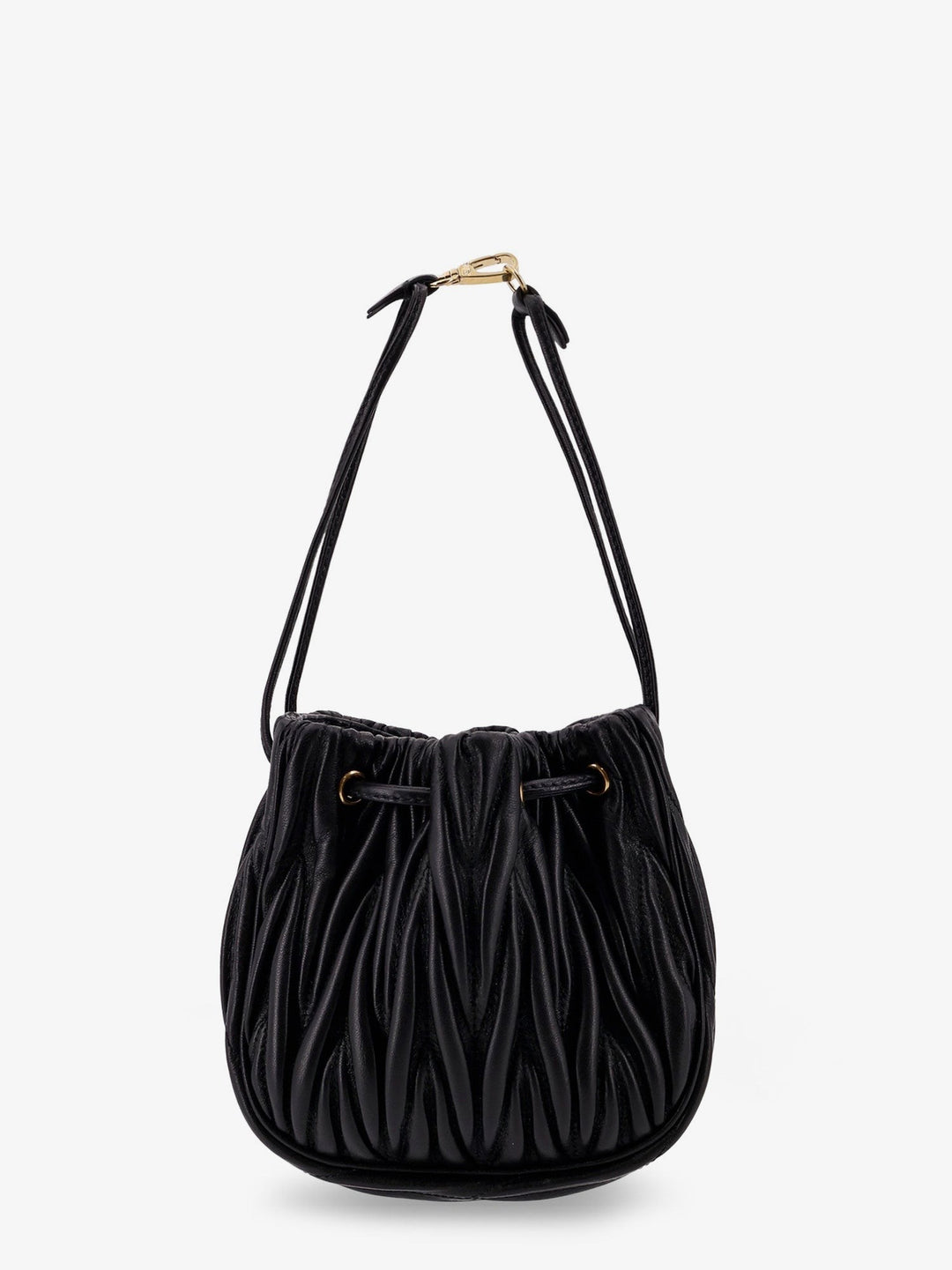 Matelassé leather bucket bag