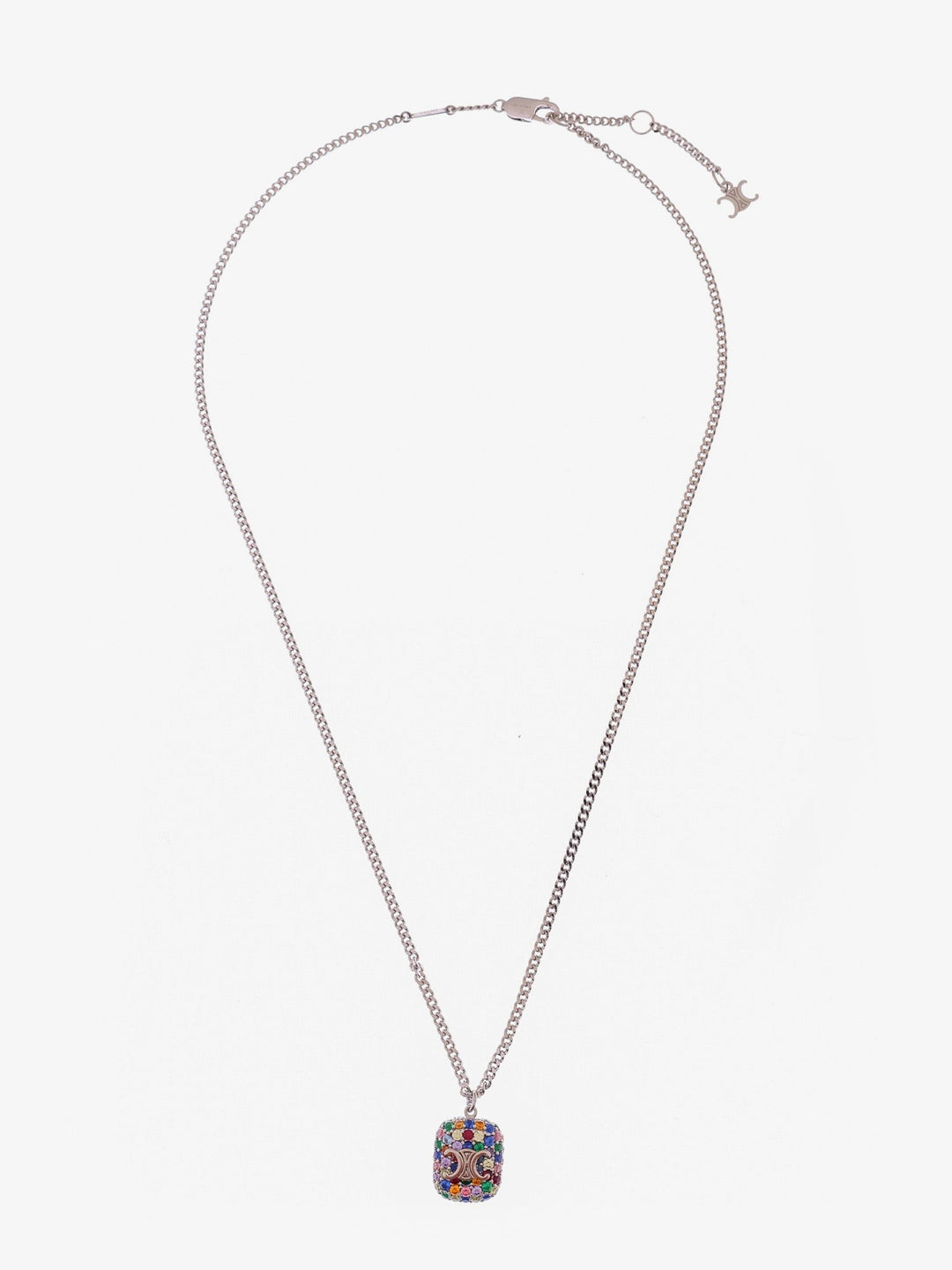 Metal necklace with multicolor pendant