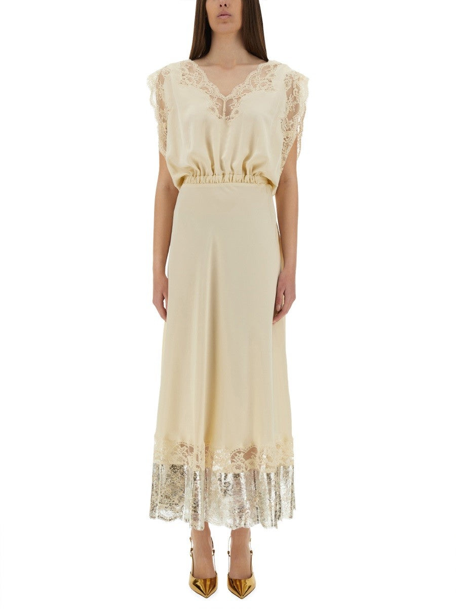 MIDI DRESS WITH LACE INLAYS