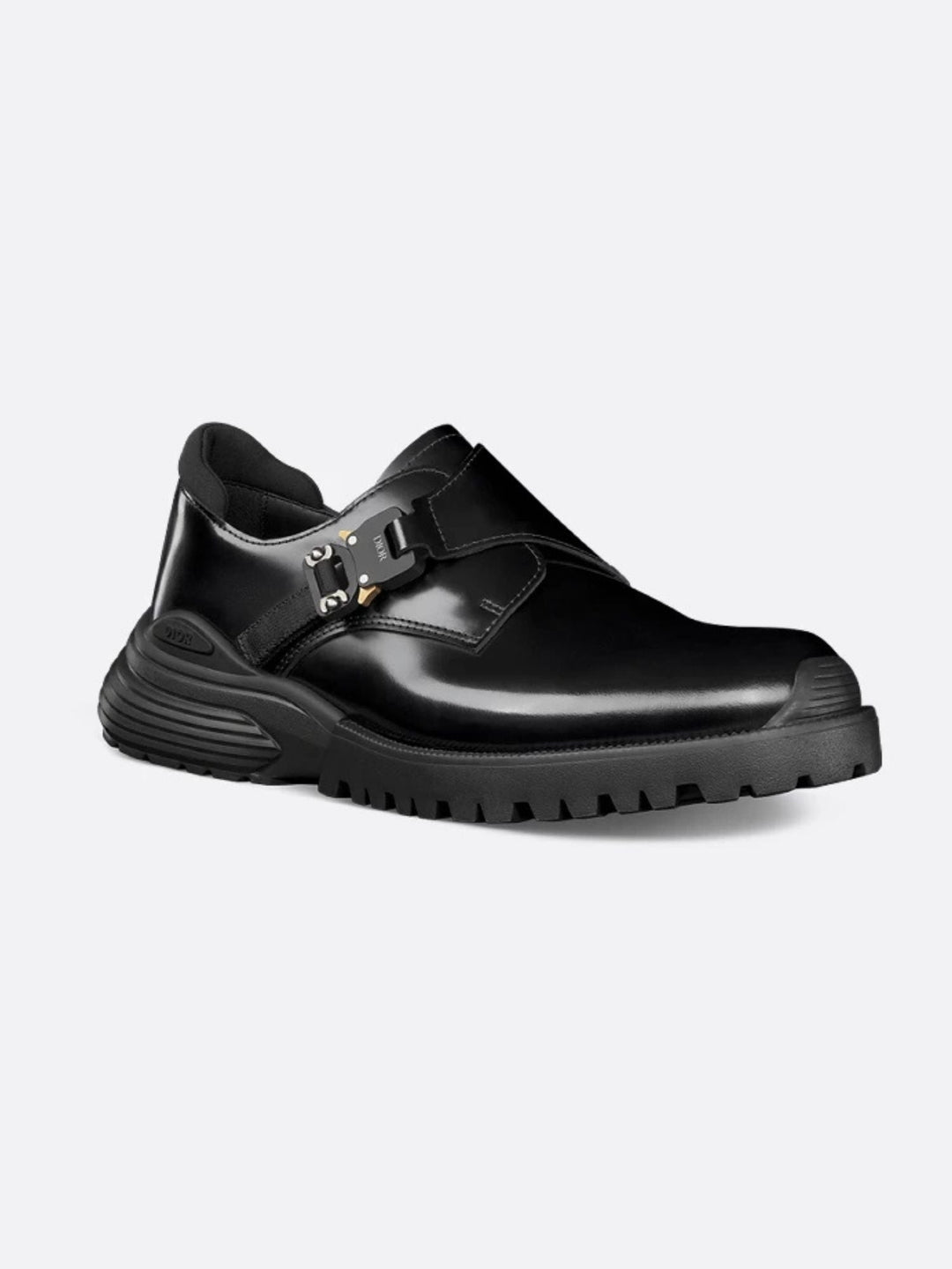 Mocassino derby in pelle con fibbia in alluminio con dettaglio logo
