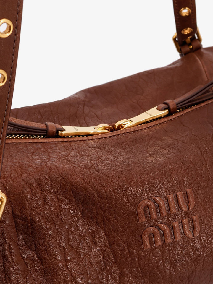Nappa leather bag with embossed Logo Lettering