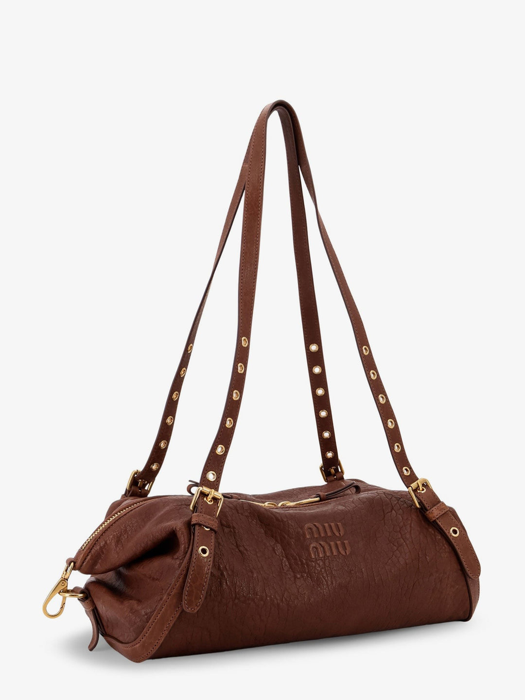 Nappa leather bag with embossed Logo Lettering