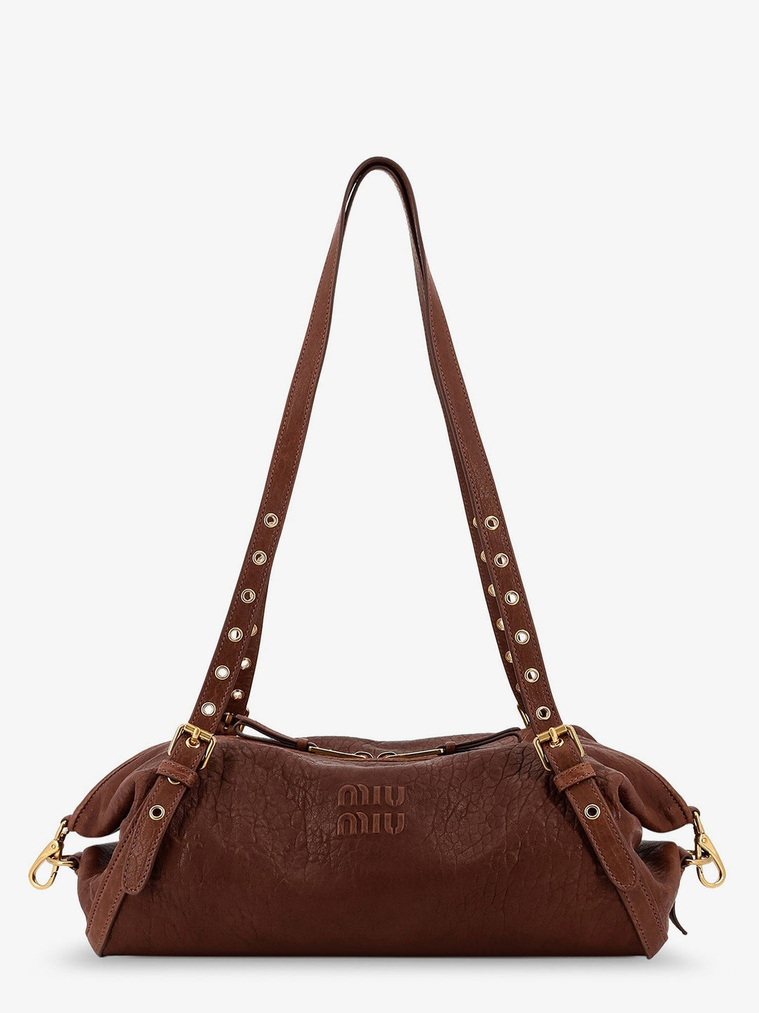 Nappa leather bag with embossed Logo Lettering